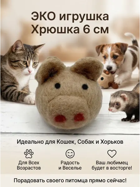 LIVEZOO Игрушка-когтеточка для кошек и собак Хрюшка 6 см