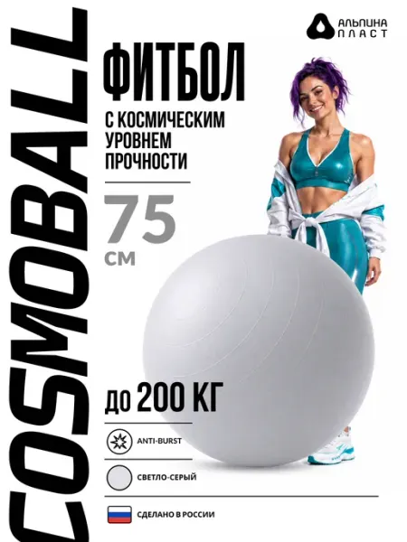 Альпина Пласт Фитбол мяч гимнастический для спорта и фитнеса 75