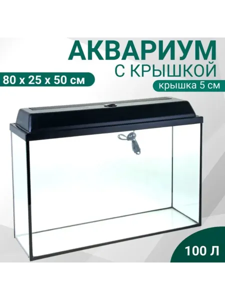 Пижон Аква Прямоугольный аквариум с крышкой 80х25х50 см черный