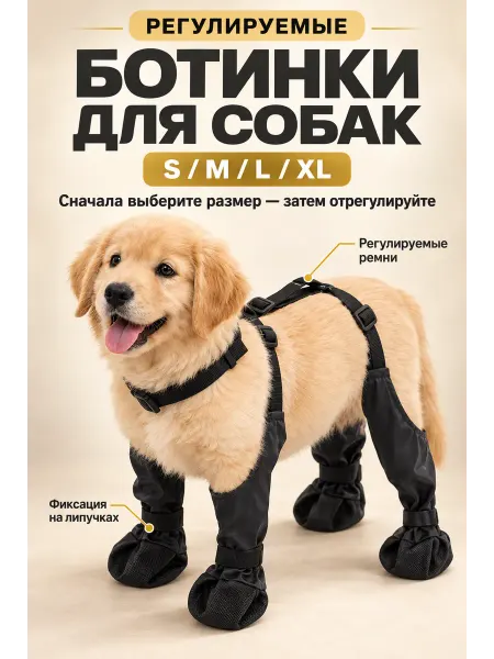 Animal Shoes Works Обувь для собак черный цвет