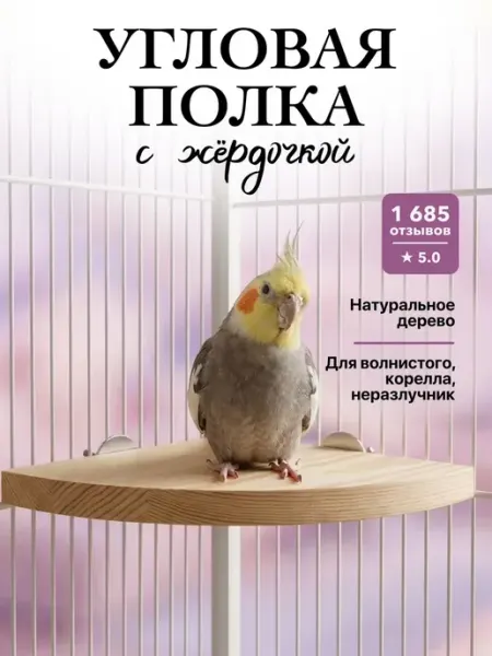 Big Jungle Полка угловая с жёрдочкой для волнистого попугая игрушка
