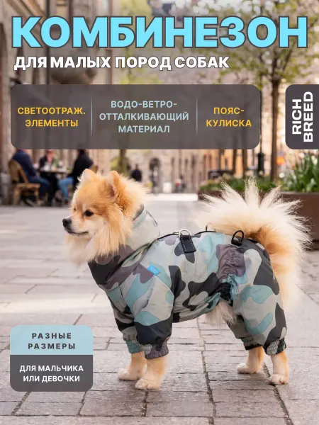 RICH BREED Комбинезон для собак мальчиков мелких пород на флисе