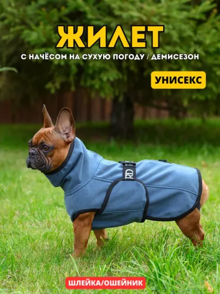 Rain Dog Попона демисезонная для собак с молнией для шлейки голубой