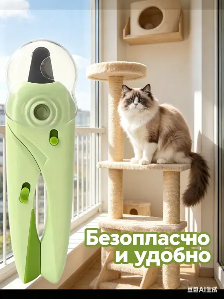 HappyPets Когтерезка для кошек с ограничителем безопасная с подсветкой