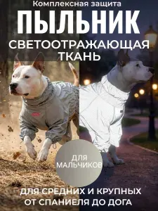 Пыльник для собак светоотражающий для средних и крупных пород для мальчиков ForMyDogs TDSS0144/3, размер B2