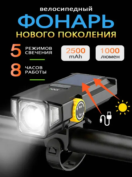 TEN MOON Яркая велосипедная фара диодный фонарь аккумуляторный USB