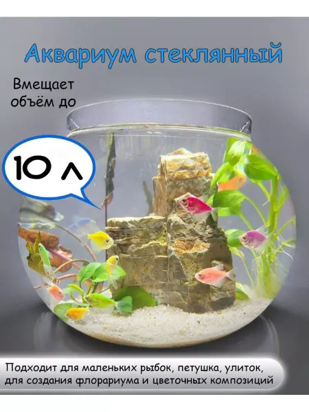 Neman Аквариум для петушка - круглый стеклянный, объем 9 л