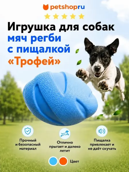 PetShop Игрушка для собак мяч регби с пищалкой "Трофей"