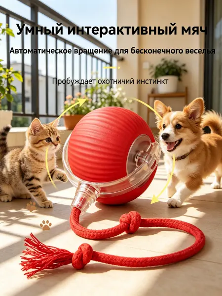 SHIPSHOP Игрушка для кошек интерактивная, небольших собак умный мяч