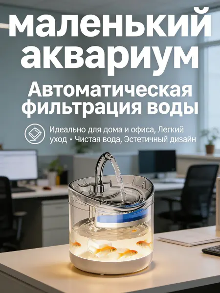 Аквариум для рыбок маленький с фильтром и аэрацией