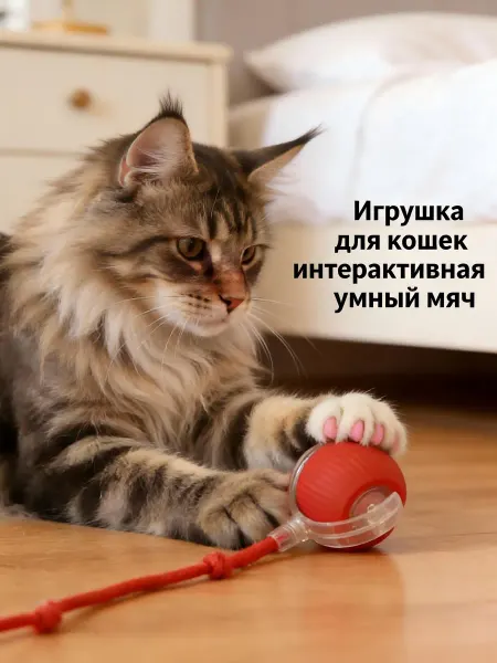 Игрушки для кошек мячик красный пластик+силикон для актив