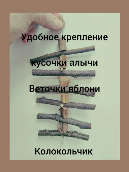 Игрушка-лакомство для грызунов и птиц из яблони и алычи