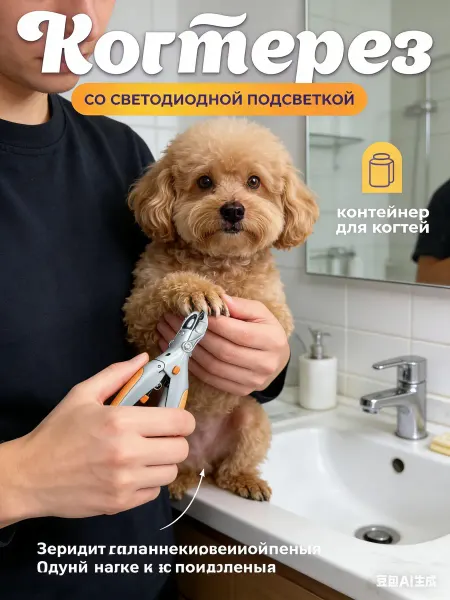 Моськин хвост Когтерезка для кошек с ограничителем безопасная с подсветкой