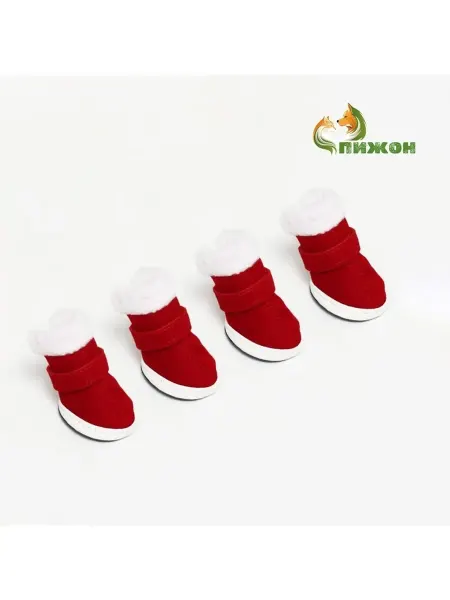 Ботинки для собак и кошек зимние красные