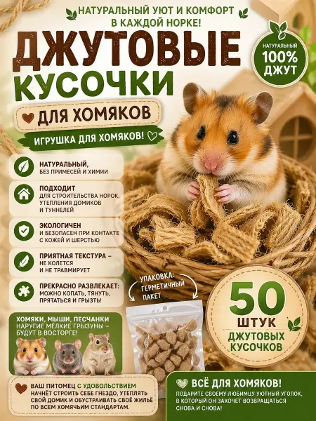 Нет бренда Джутовые кусочки для хомяков,игрушка для грызунов