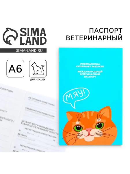 МЯГКИЕ ЛАПКИ Ветеринарный паспорт международный «Рыжий кот»