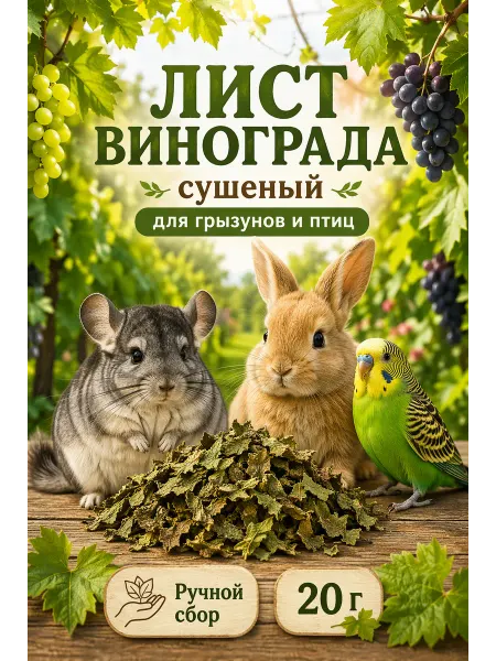 Лист Винограда сушеный для грызунов и птиц