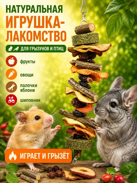 Игрушка лакомство для птиц и грызунов натуральная