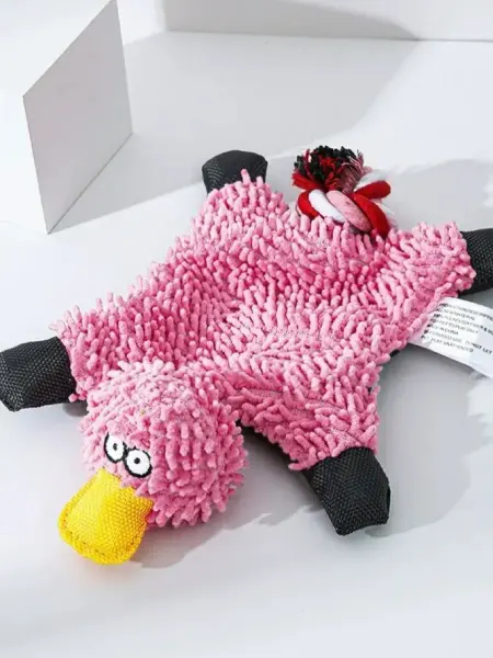 Игрушка для животных Утка розовый канат пищалка