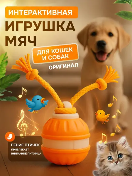 Лапорум Интерактивный умный мяч игрушка для собак и кошек