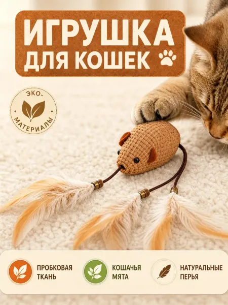 Игрушка-мышь с кошачьей мятой, прочная от царапин