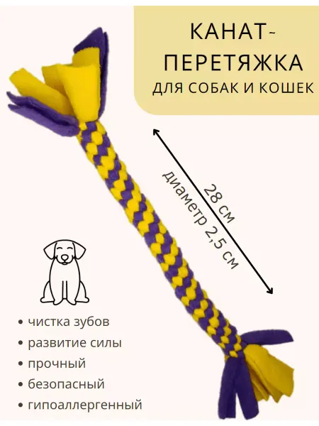 Игрушки от Кабачка Канат-перетяжка для собак