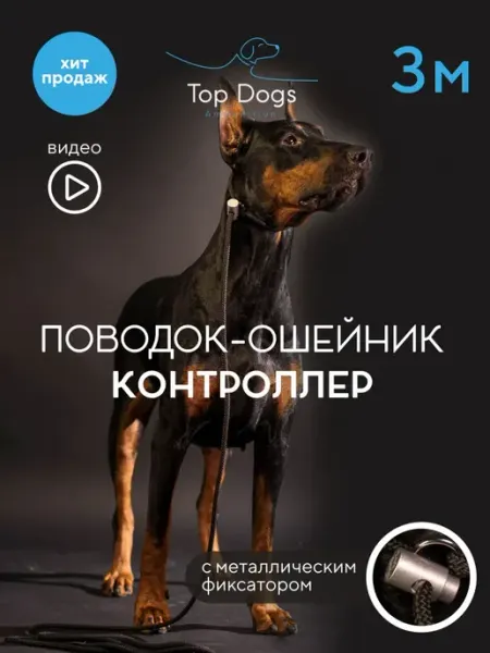 Поводок-ошейник контроллер с металлическим фиксатором