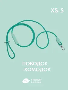 Поводок регулируемый для собак мелких пород, перестежка из неотана IN GOOD COMPANY В ХОРОШЕЙ КОМПАНИИ размер XS - S, 3м, зеленый