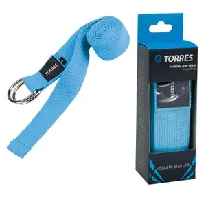 Torres Ремень для йоги YL9006, хлопок, длина 183 см, голубой