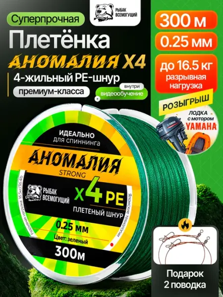 Рыбак Всемогущий Плетенка шнур для рыбалки 4х0.25 300 м