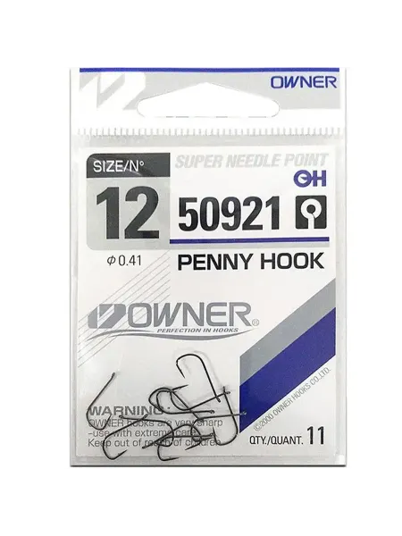Owner Одинарный крючок Penny Hook BC №12, упаковка 11 шт