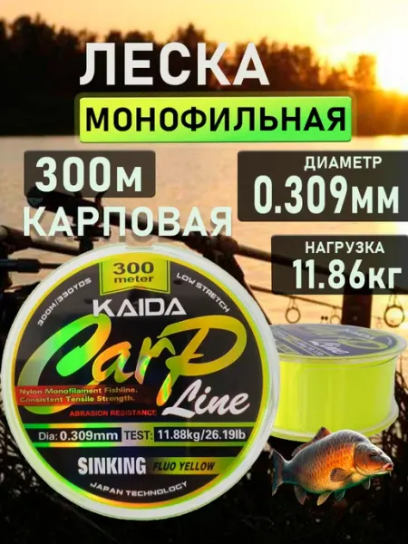 Kaida Леска нейлоновая монофильная тонущая карповая