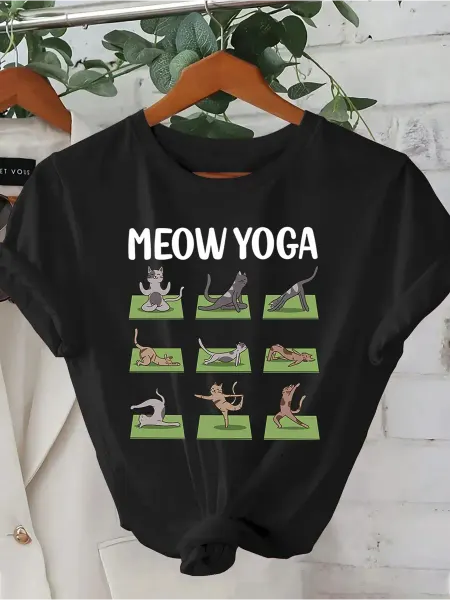 Коты Йога Футболка с принтом
