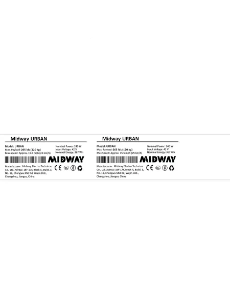 Midway Наклейка самокат URBAN 240 ватт