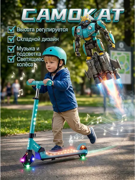 ChampBaby Самокат двухколесный складной, стальная рама
