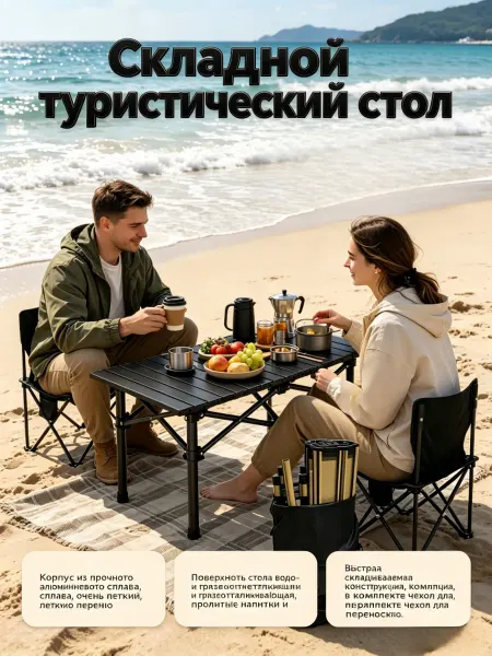 Стол походный складной из алюминия для пикника и отдыха