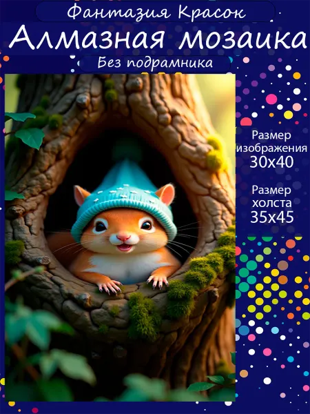 Фантазия красок Алмазная мозаика Веселый бельчонок