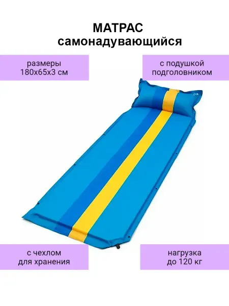 UniMarkt Матрас самонадувающийся одноместный 180х65х3 см