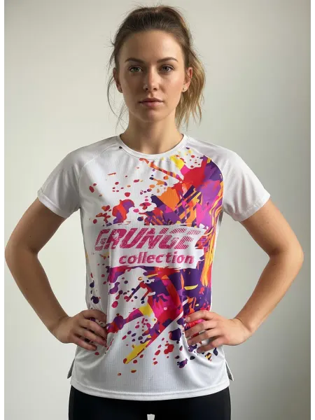 O-sport Футболка спортивная женская для бега Grunge white pink