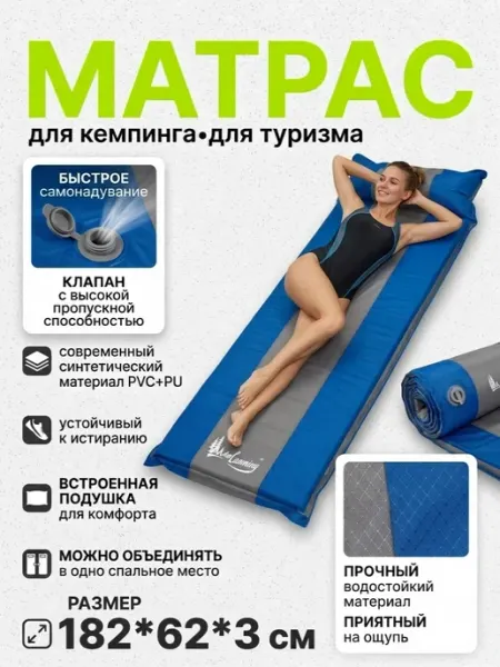Mircamping Матрас туристический одноместный самонадувающийся