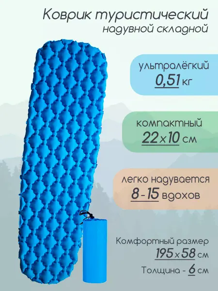 GREEN MOUNTAIN Коврик туристический надувной сверхлёгкий для походов