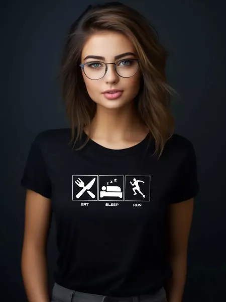 SHOPBOX Premium Черная футболка Ешь Спи Бег Спорт Спортсмен Бегун