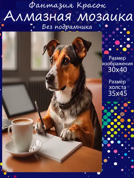 Фантазия красок Алмазная мозаика собака