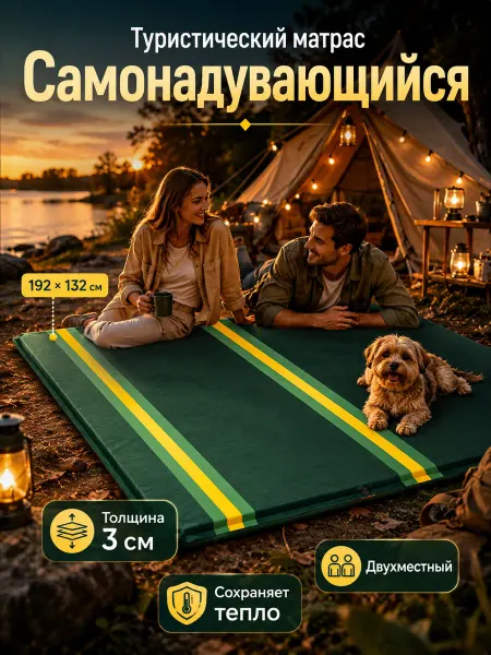 Матрас коврик для кемпинга самонадувающийся двухместный