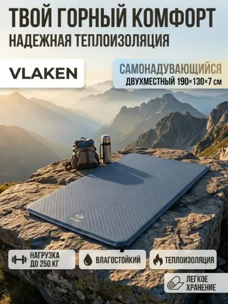 Коврик туристический двухместный Матрас самонадувающийся