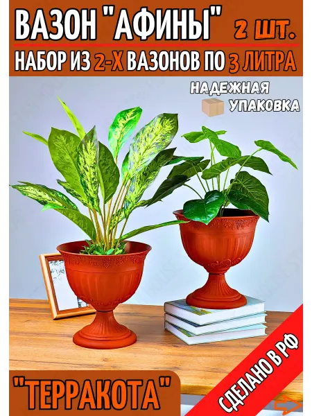 HouseStar Пластиковый вазон уличный кашпо для цветов 3 литра набор