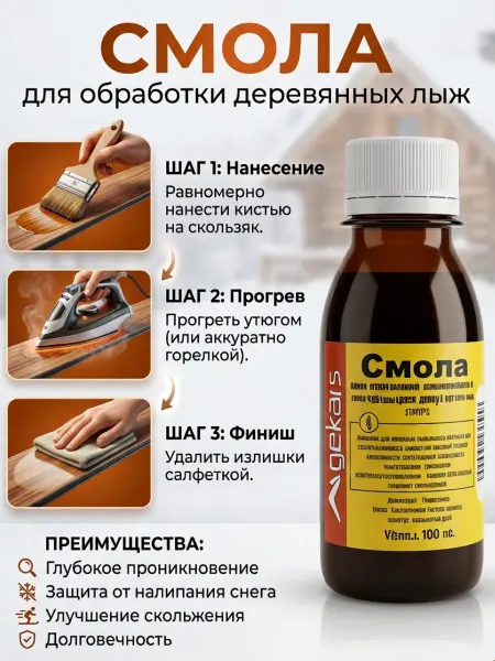 Gekars СМОЛА для обработки лыж (100г)