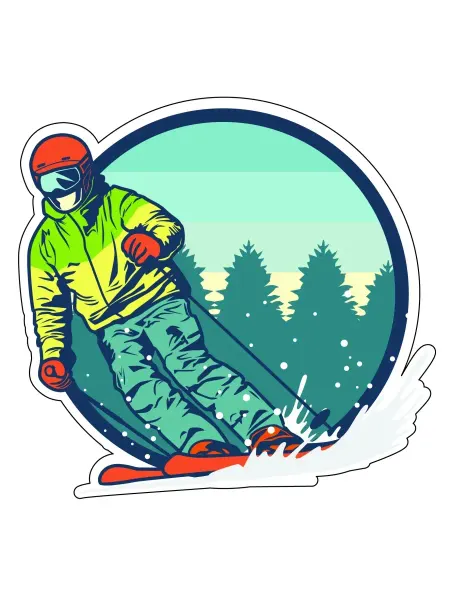 LionStyle Наклейка Горнолыжник, Горные лыжи 15х14 см