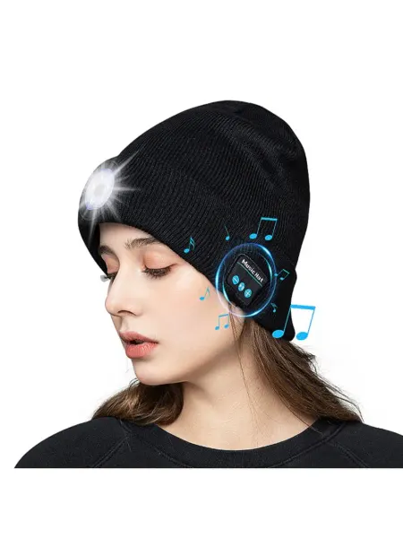 Warehouse Шапка с фонариком и Bluetooth наушниками