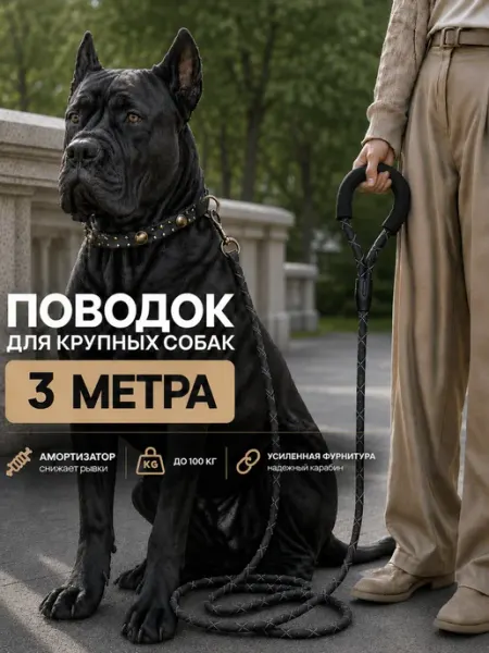 LAVPaw Поводок для собак нейлоновый светоотражающий 3 м